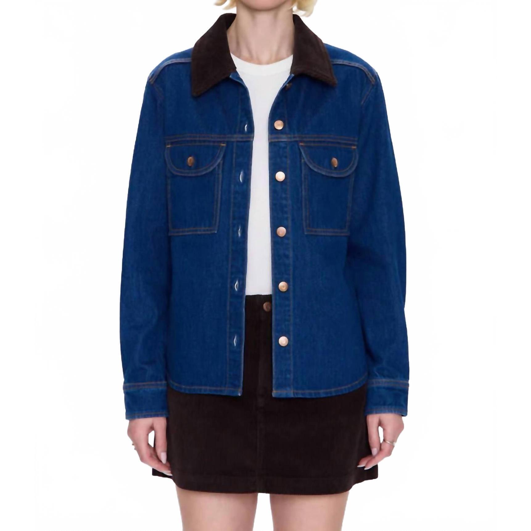 New Pistola Devon Denim Shacket In Infinity